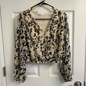 Japna | Cow Print Cropped Blouse